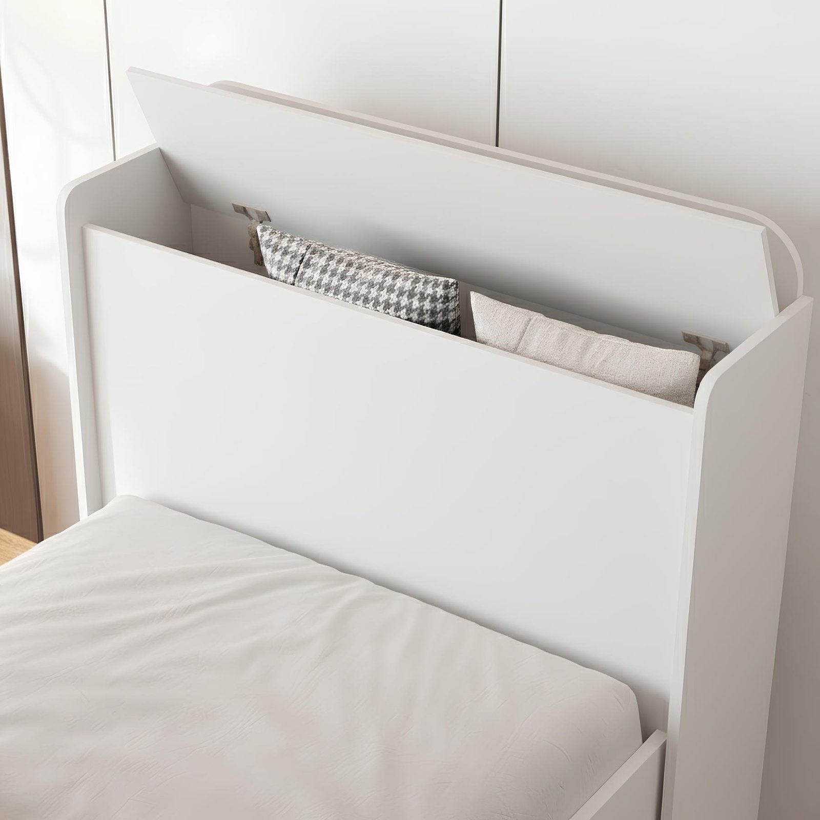 Cama Solteiro Baú Tamires Branco - MADEC MÓVEIS - Imagem 2