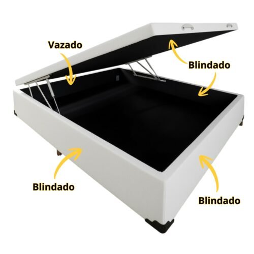 Alternative view of Base Box Casal Baú Corino Branco - ALTO NÍVEL CAMAS E COLCHÕES
