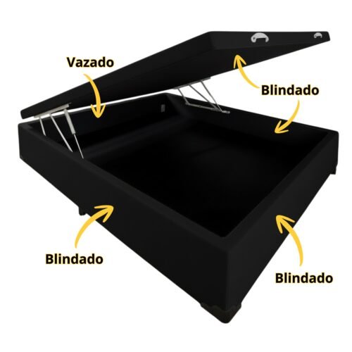 Alternative view of Base Box Casal Baú Corino Preto - ALTO NÍVEL CAMAS E COLCHÕES