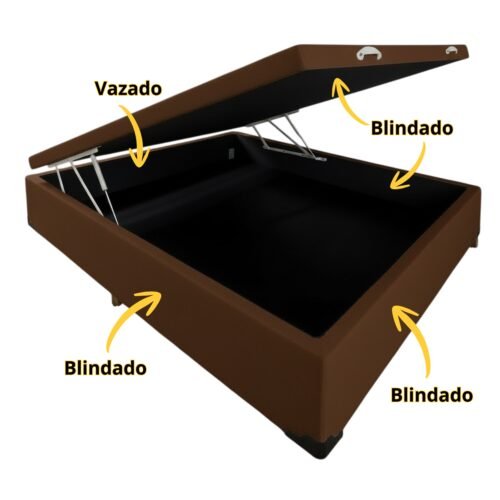 Alternative view of Base Box Casal Baú Corino Marrom - ALTO NÍVEL CAMAS E COLCHÕES