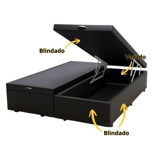 Alternative view of Base Box Queen Baú Corino Preto - ALTO NÍVEL CAMAS E COLCHÕES