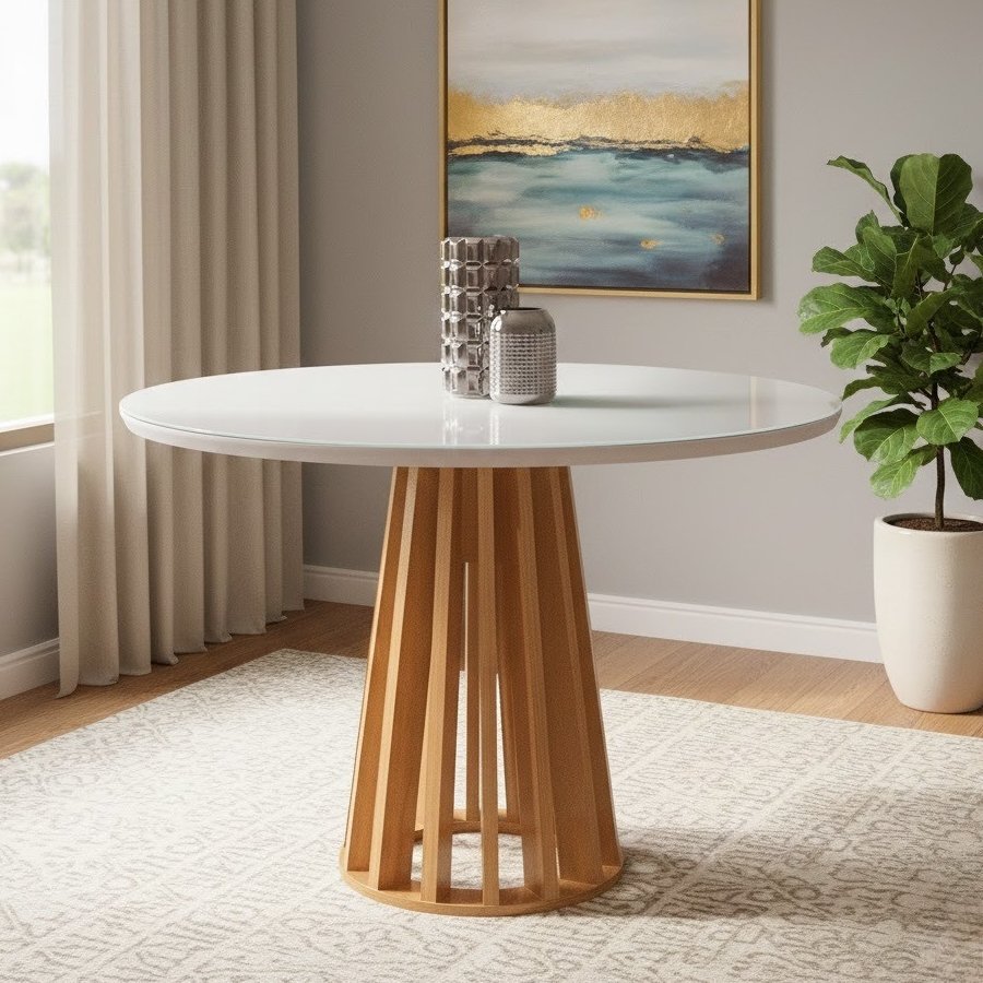 Mesa Redonda Berlim 100 Cinamomo/Off White - CEL MOVEIS