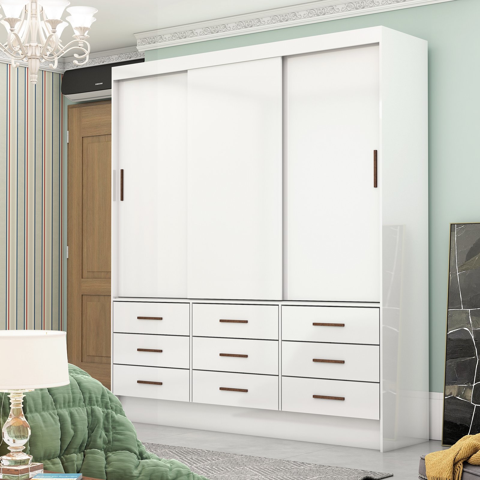 Guarda-Roupa 3 Portas Sevilha (Sem espelho) 1,62 m Branco - CARIOCA MOVEIS