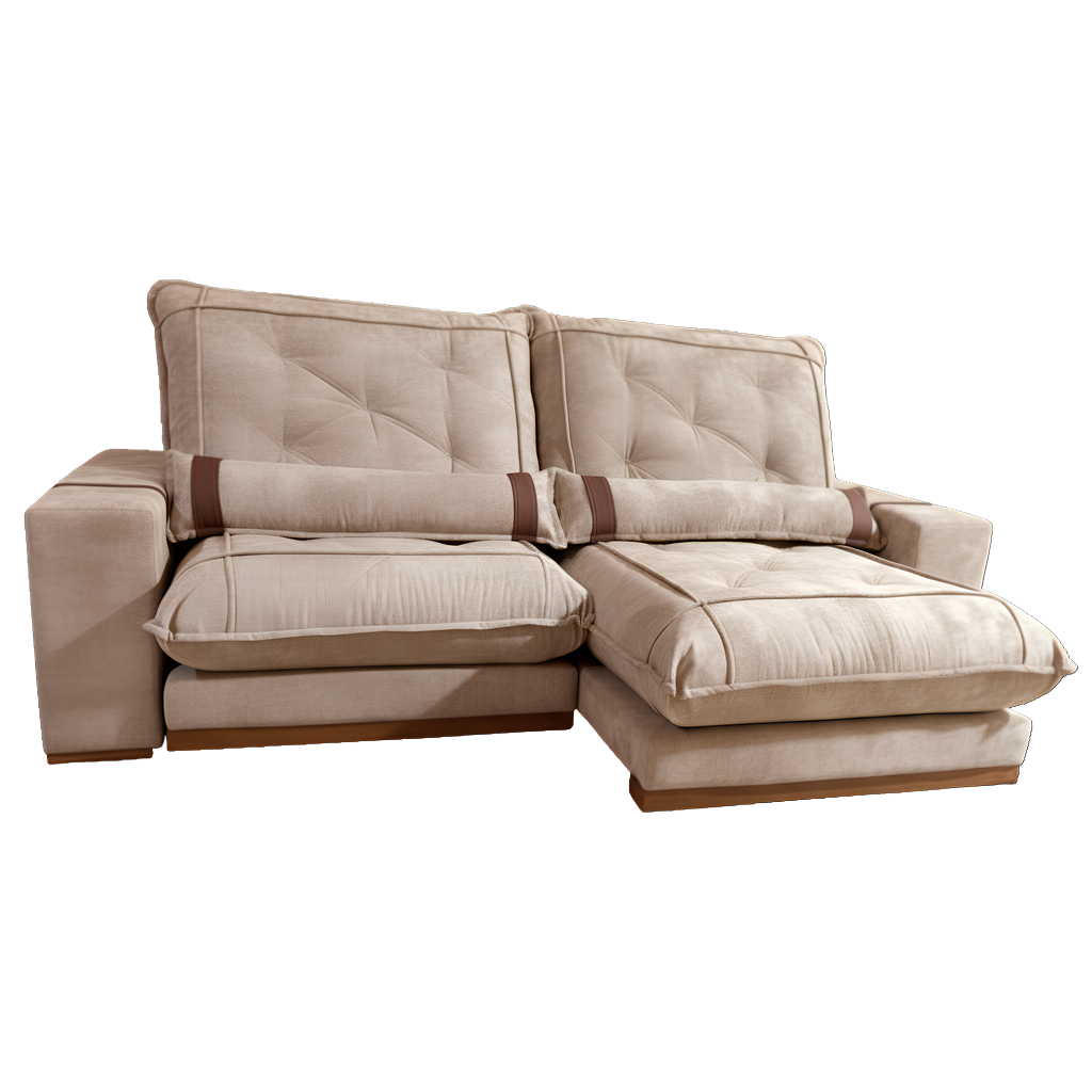 Sofa Retratil e Reclinavel Ibiza/Poseidon 2,50 m Veludo Bege 106 - ZARAT ESTOFADOS - Imagem 2