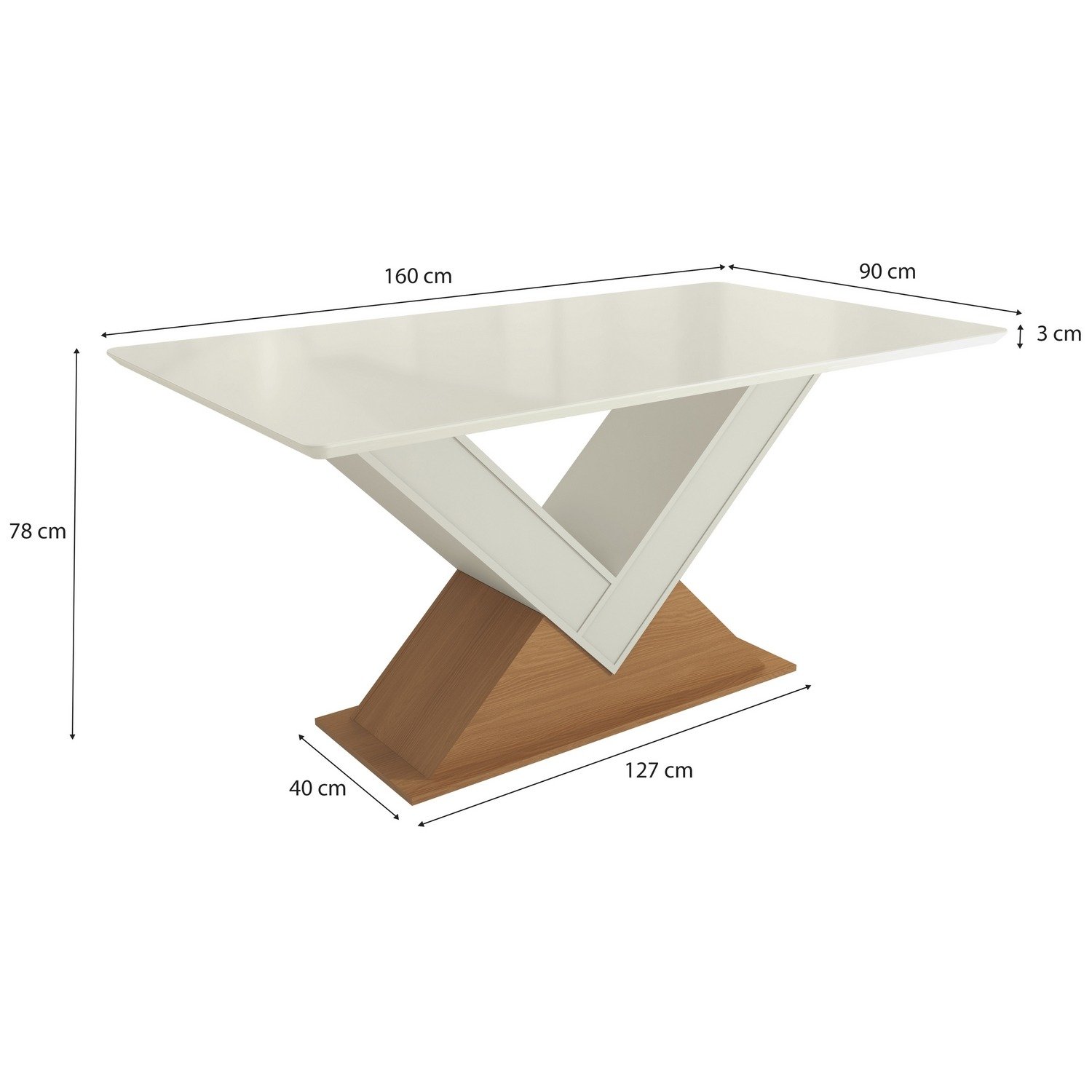 Mesa Amora BA35 160 Canela/Off White - KAPPESBERG - Imagem 2