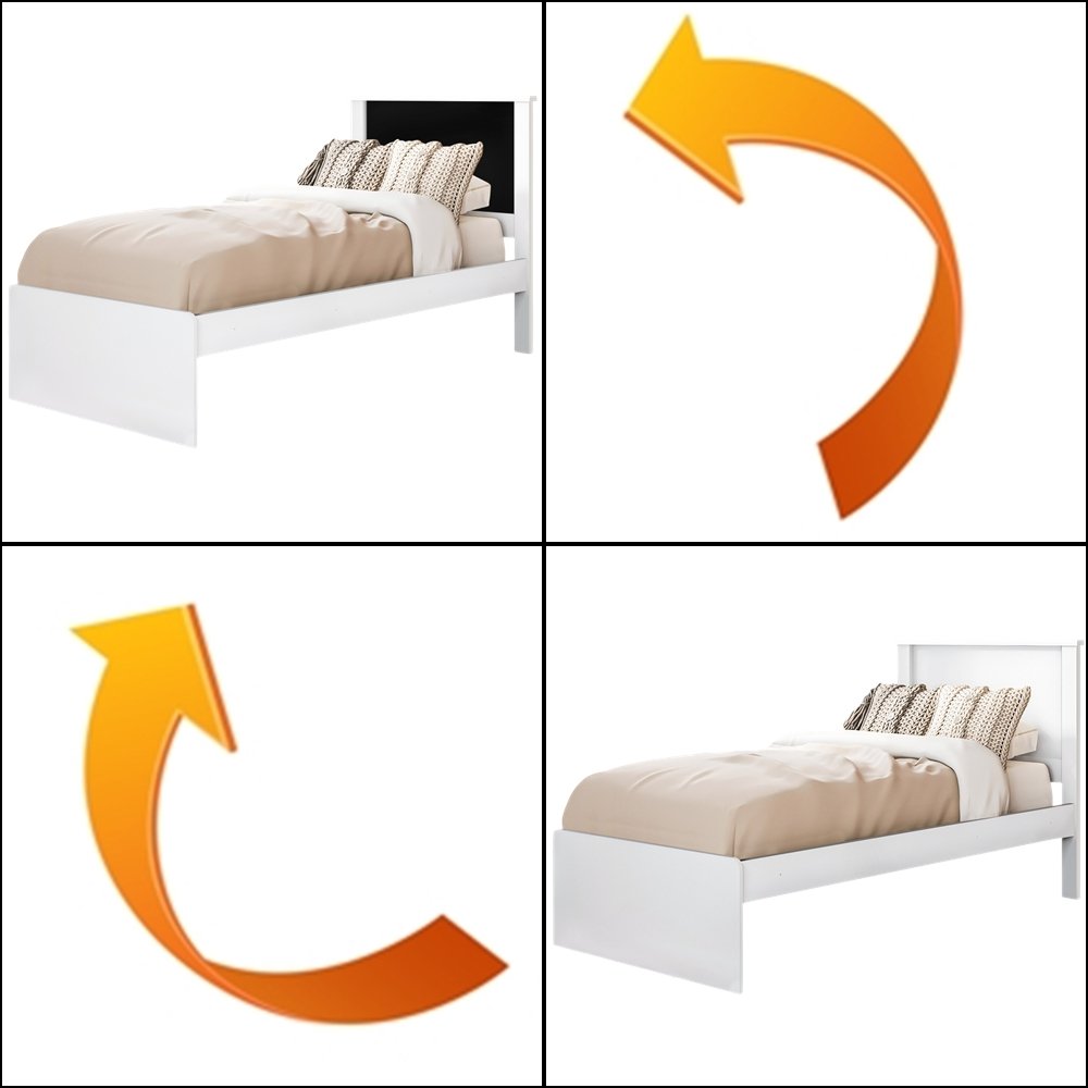 Cama Solteiro Barcelona Branco/Preto/Branco - TEBARROT DO BRASIL - Imagem 2