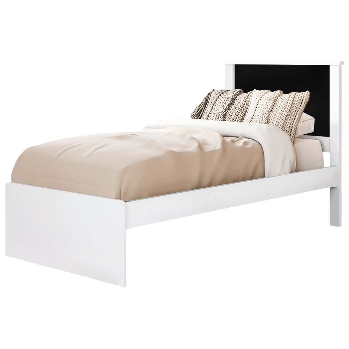 Cama Solteiro Barcelona Branco/Preto/Branco - TEBARROT DO BRASIL - Imagem 7