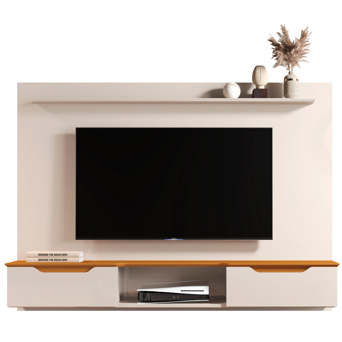 Painel até 75" Studio 2.18 Off White/Cedro - EDN MÓVEIS - Imagem 4