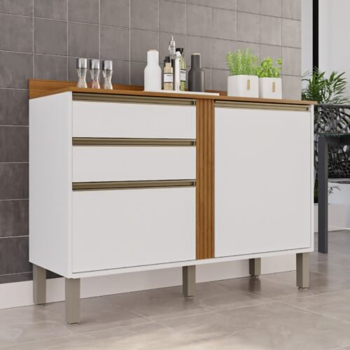 Balcão Pérola 1,20 m Branco/Cinamomo - SALLÊTO