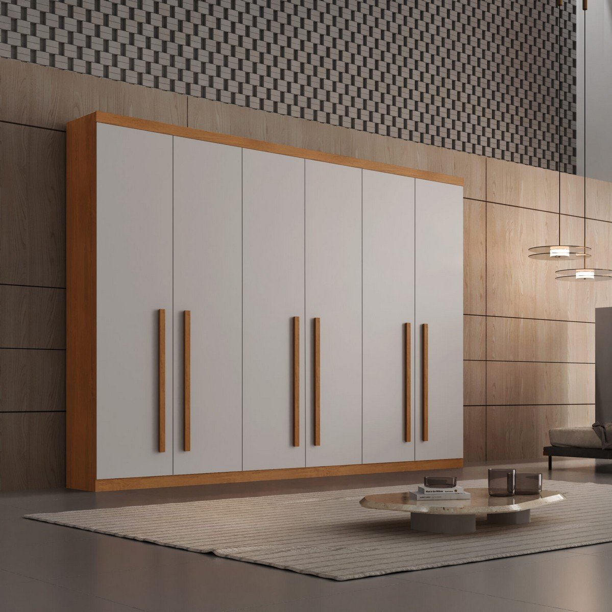 Guarda-Roupa 6 Portas Pernambuco 2,73 m Naturale/Off White - RUFATO