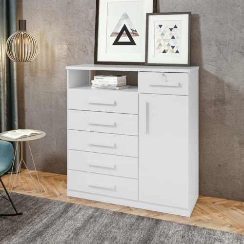 Cômoda 6 Gavetas com Sapateira Da Vinci Branco - LOPAS