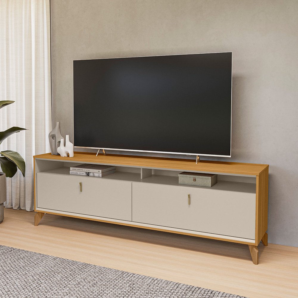 Rack ate 75" Dubai 1.8 Tauari/Off White Fosco - LINEA BRASIL