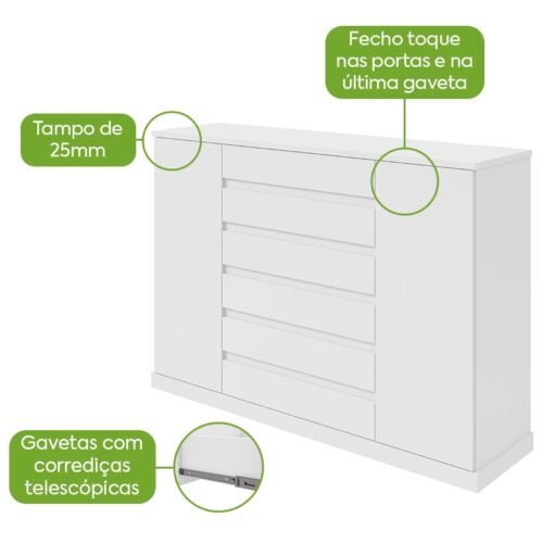 Alternative view of Cômoda 7 Gavetas Vedra Branco – LOPAS