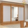 Guarda-Roupa 3 Portas Nice 2,70 m Amêndoa Clean/Off White/Amêndoa Clean – LOPAS