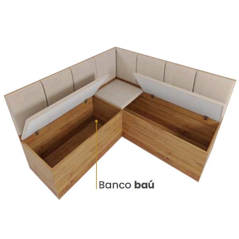 Conjunto Canto Alemao Bau + Mesa Mon/Soberano Mel/Blonde + 2 Cadeiras Milao Mel/Linho Bronze - VIERO MOVEIS - Imagem 5