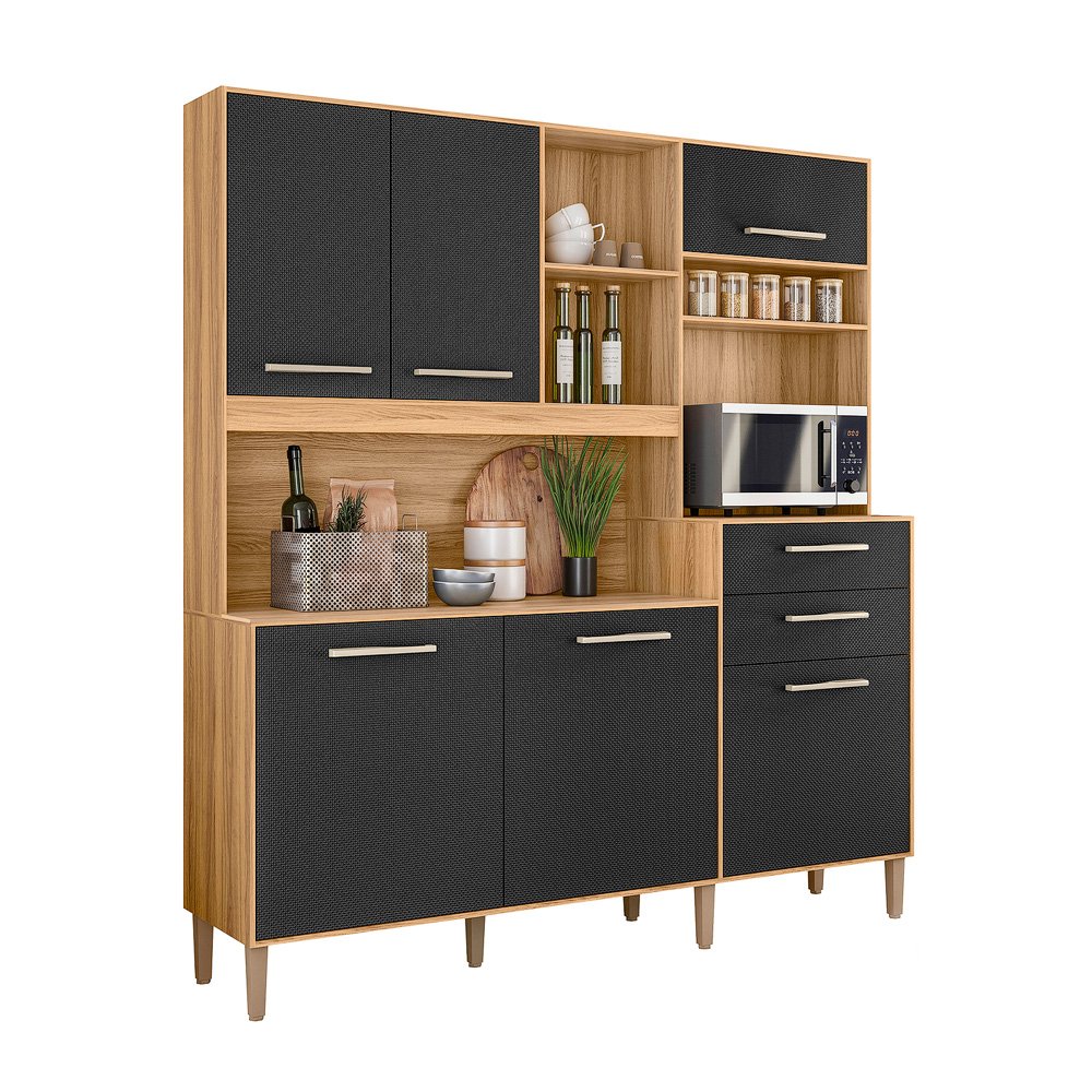 Kit Cozinha Salsa 1,80 m Freijó/Preto Esfera - NICIOLI - Imagem 6