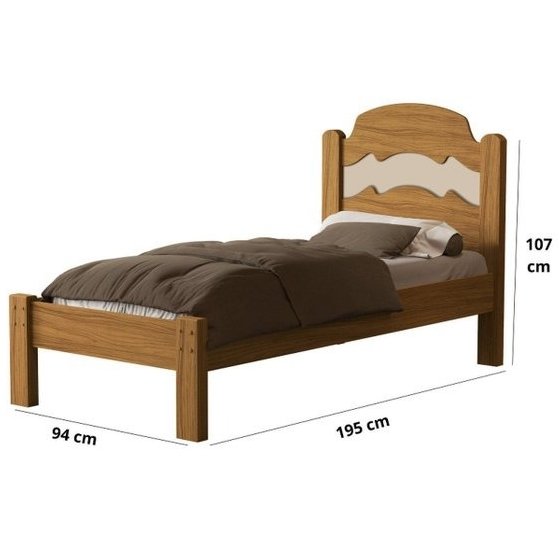 Cama Solteiro Iris Nature/Off White/Nature - MADEC MÓVEIS - Imagem 6