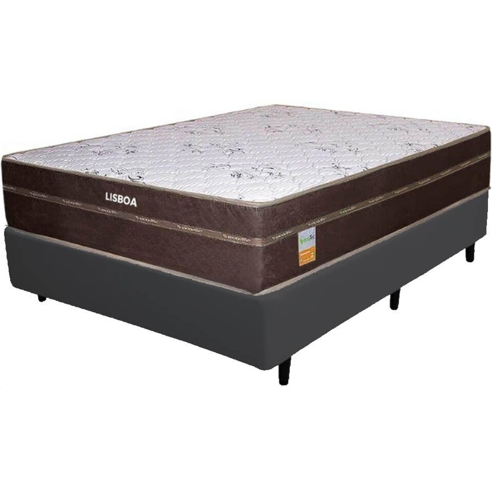 Colchão Casal Lisboa 24 cm D28 Molas Ensacadas + Base Simples Corino Preto – ECOTEC + BIOSTAR - Imagem 2