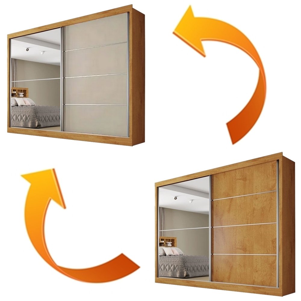Guarda-Roupa 2 Portas Verona 2,02 m Peroba/Off White/Peroba – MÓVEIS EUROPA - Imagem 2
