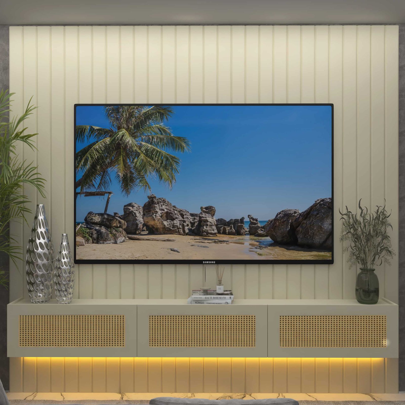 Home Suspenso até 85" Majestade 230 Off White com Nicho Native Off White - GELIUS - Imagem 3