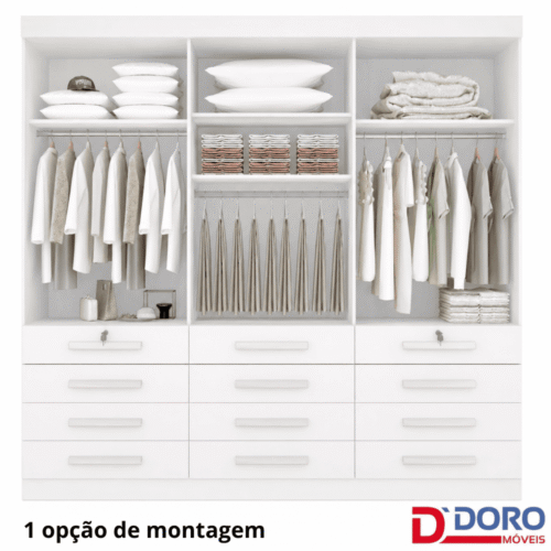 Alternative view of Roupeiro Mônaco Plus 6 Portas Branco Larg. 2.40m - D Doro