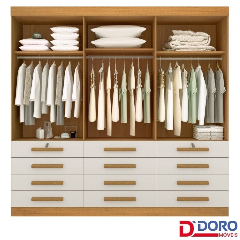 Roupeiro Mônaco Plus 4 Portas Castanho Larg. 1.60m - D Doro - Imagem 2