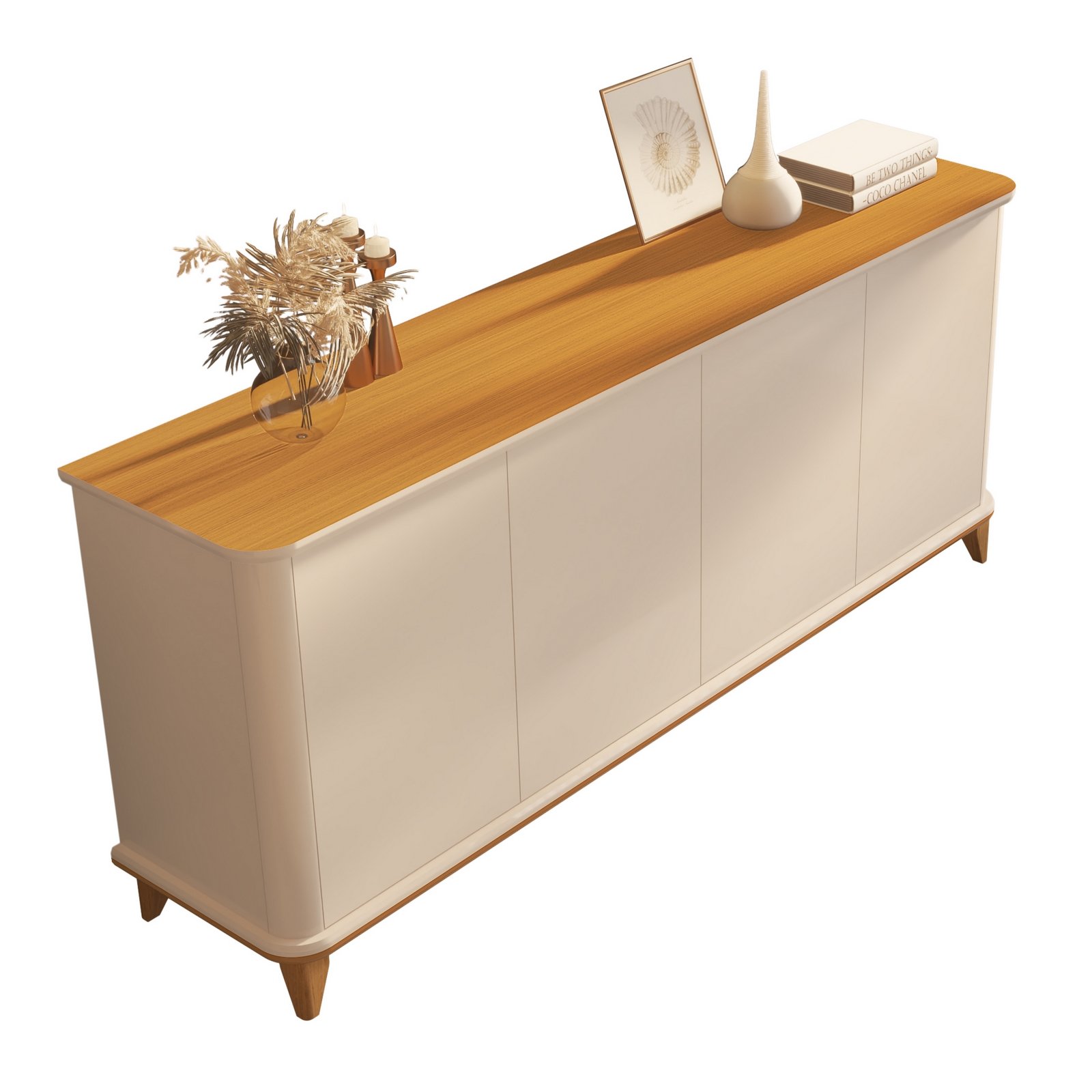 Buffet 4 Portas Aron Off White/Cedro – EDN MÓVEIS - Imagem 5