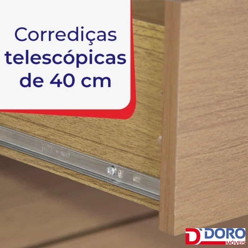 Roupeiro Titanium Branco 2 Portas C/ 1 Espelho Detalhe Ripado 100% MDF Larg. 2.20m - D Doro - Imagem 7