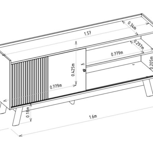 Alternative view of Rack ate 65" Aurum Nature/Off White - LINEA BRASIL