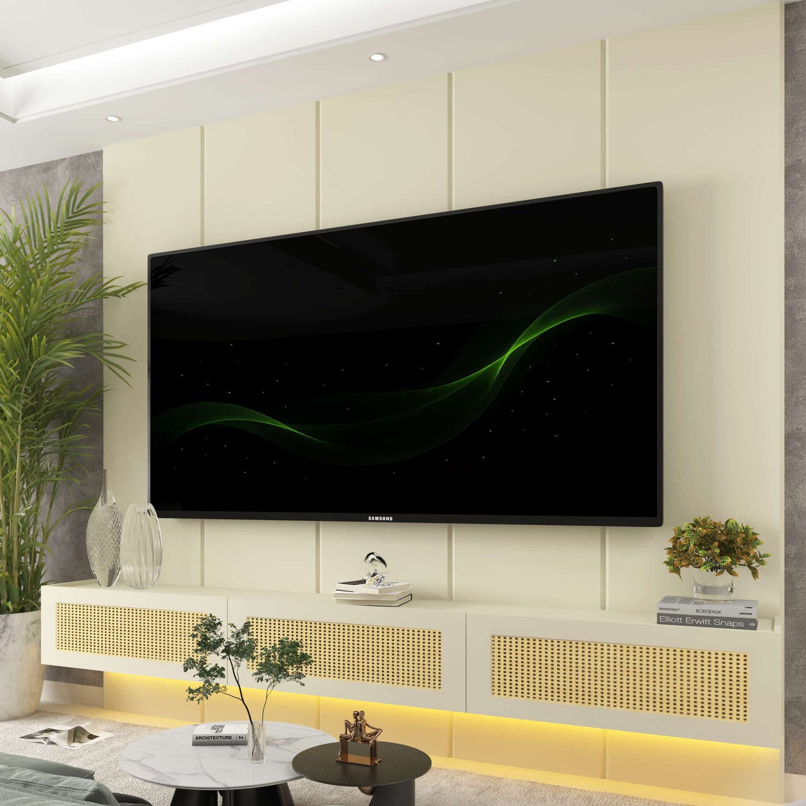 Home Suspenso até 85" Realce 2,225 m Off White com Nicho Native Off White - GELIUS