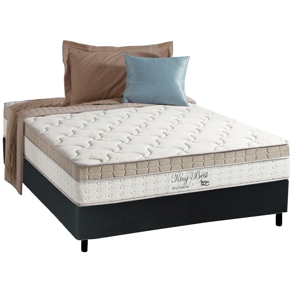 Colchão Casal King Best 28 cm D28 Molas Ensacadas + Base Simples Corino Preto – ANJOS + BIOSTAR - Imagem 2