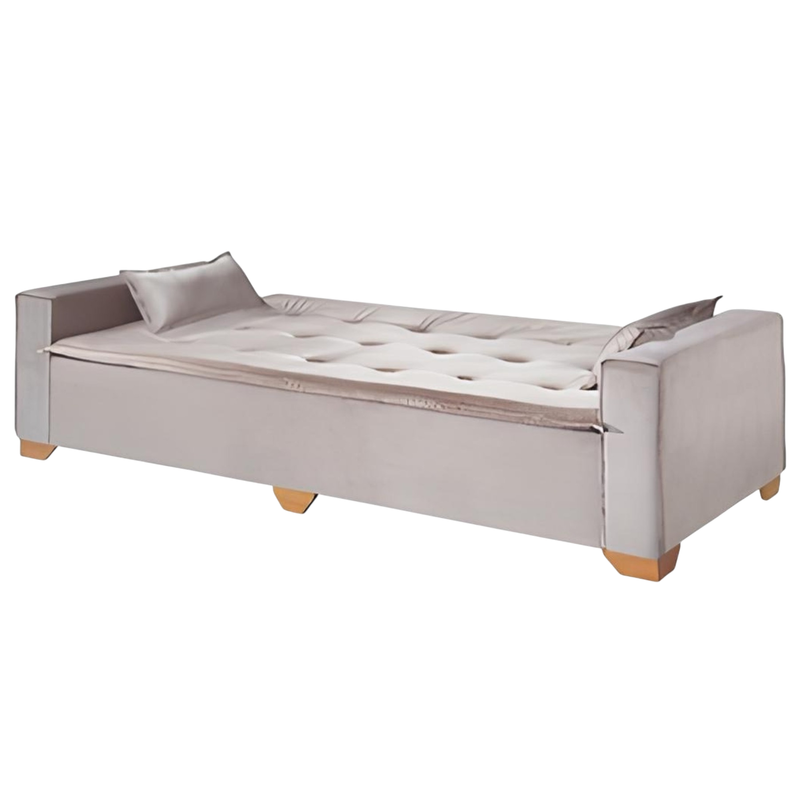 Sofá Cama Canadá 2,18 m Veludo Bege 194 - TOP ESTOFADOS - Imagem 2