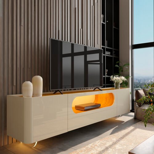Rack Nobre 210 (Pes de Vidro) Off White/Naturale - GELIUS