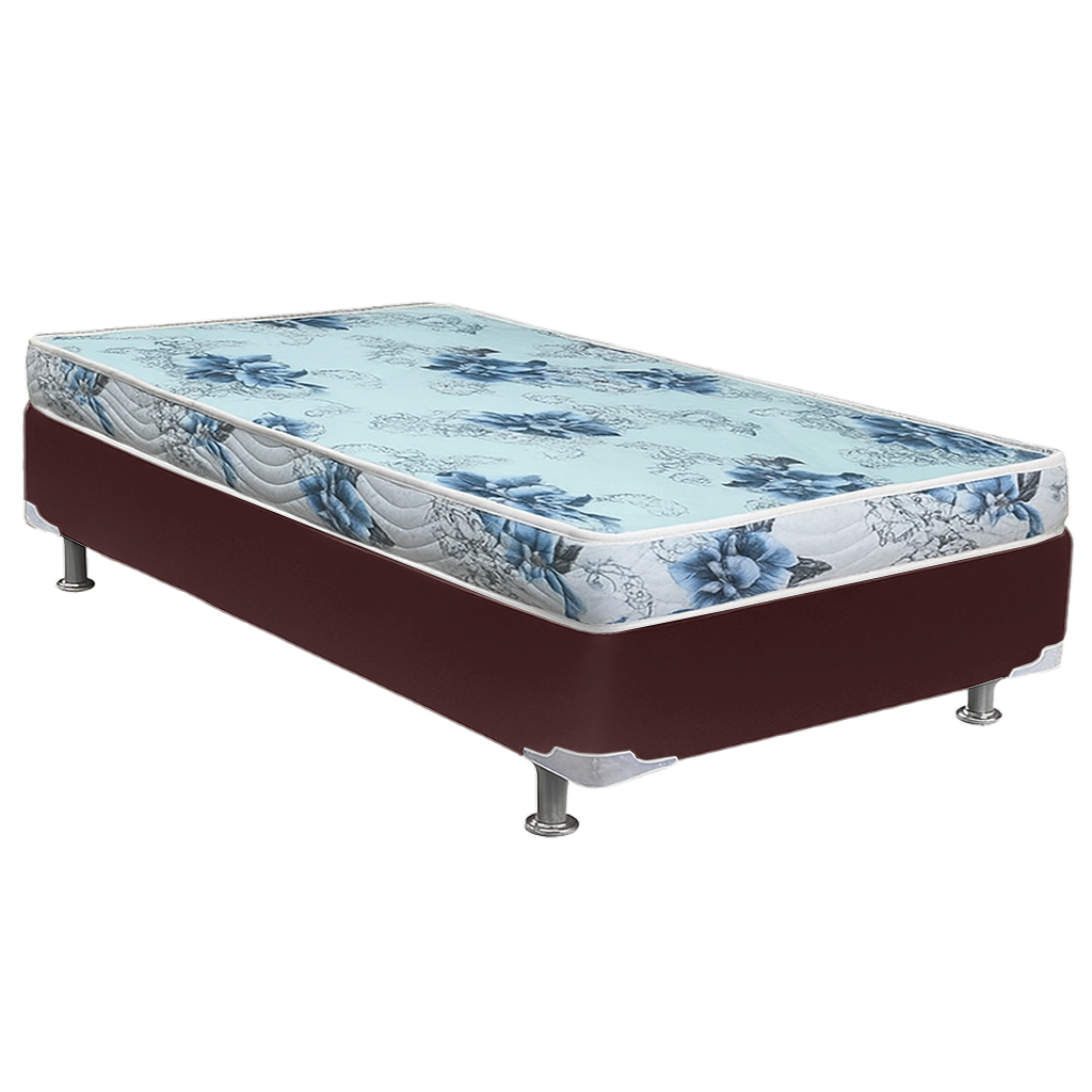Colchão Solteiro Dream Soft 12 cm D20 + Base Simples Corino Marrom – ORTOBOM + ALTO NÍVEL - Imagem 2