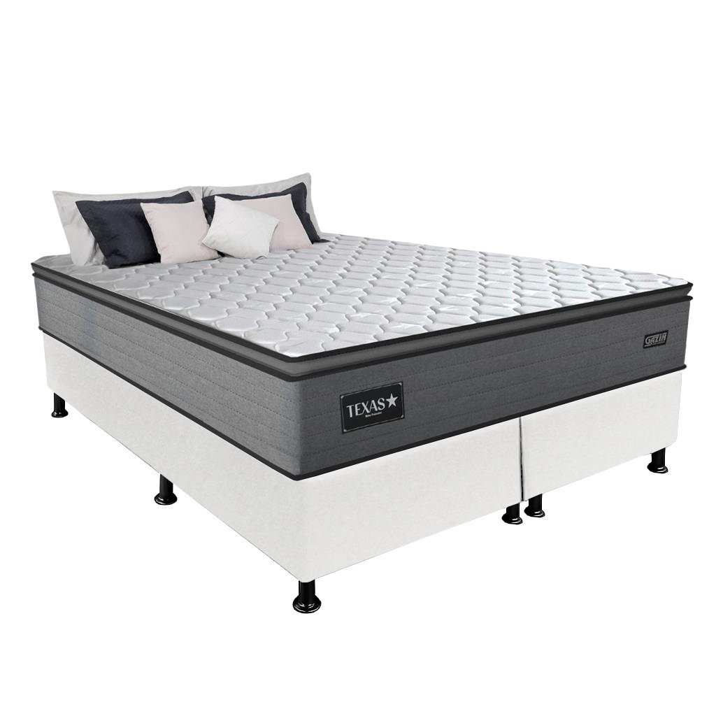 Colchão Queen Texas 29 cm D28 Molas Ensacadas + Base Simples Corino Branco – GAZIN COLCHÕES + ALTO NÍVEL - Imagem 5