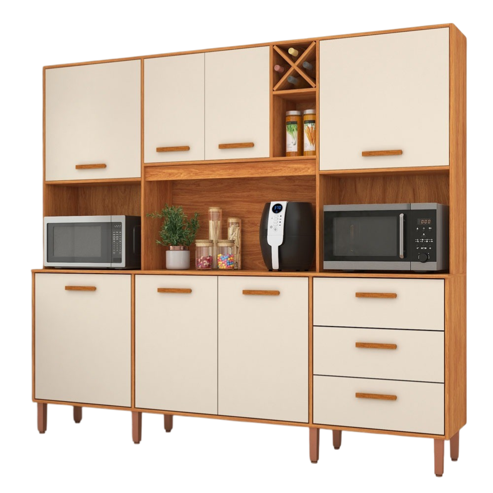 Kit Cozinha Modena CM730 2,18 m Cinamomo/Off White - FELLICCI - Imagem 7