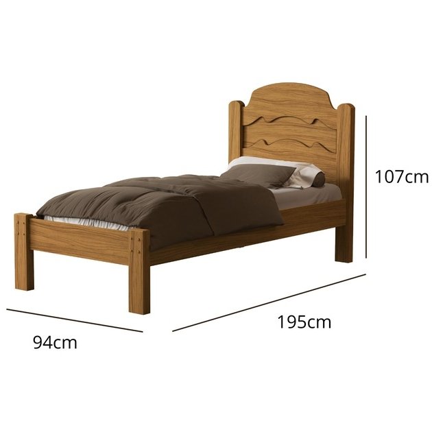 Cama Solteiro Iris Nature/Off White/Nature - MADEC MÓVEIS - Imagem 7