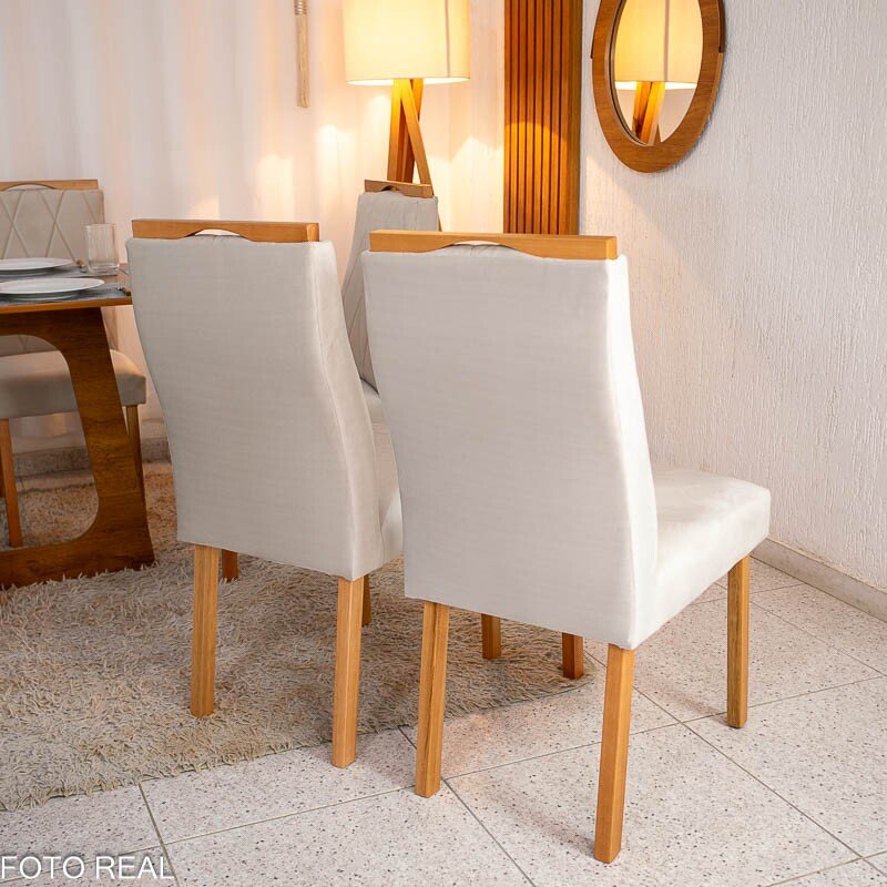 2 Cadeiras Lisboa Veludo Bege 512 Madeira Art Assento - Entregue Montada - Imagem 2