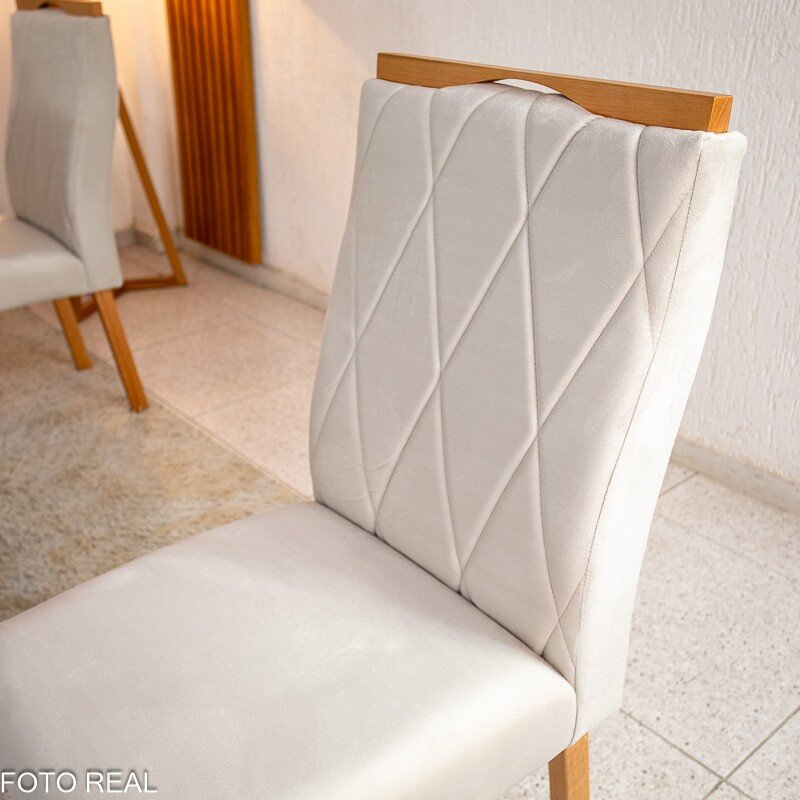 2 Cadeiras Lisboa Veludo Bege 512 Madeira Art Assento - Entregue Montada - Imagem 4