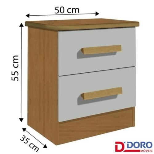 Alternative view of Mesa de Cabeceira New Athos 2 Gavetas Cinamomo/Off White Larg. 0.50m - D Doro