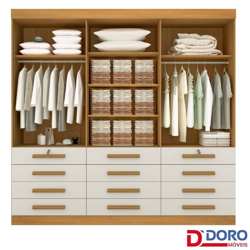 Roupeiro Mônaco Plus 4 Portas Castanho Larg. 1.60m - D Doro - Imagem 3