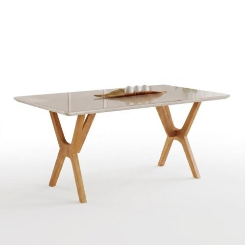 Alternative view of Mesa Essência 120 (C/Vidro) Cinamomo/Off White - JCM MOVELARIA