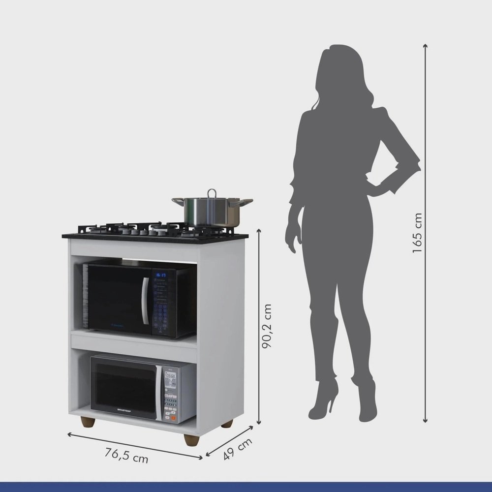 Balcão para Cooktop 5 Bocas Turim Branco – KAIKI MÓVEIS - Imagem 5