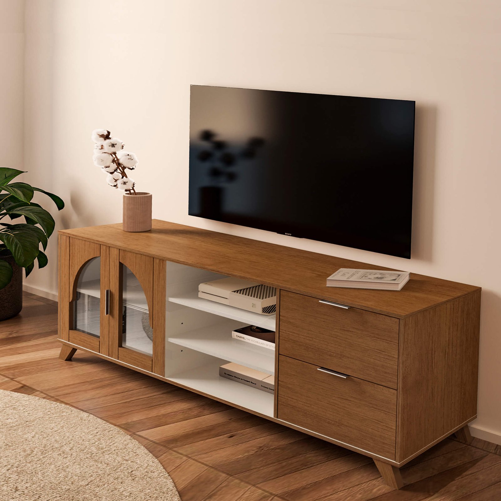Rack até 75" Murano Cinamomo/Off White - ARTELY - Imagem 3