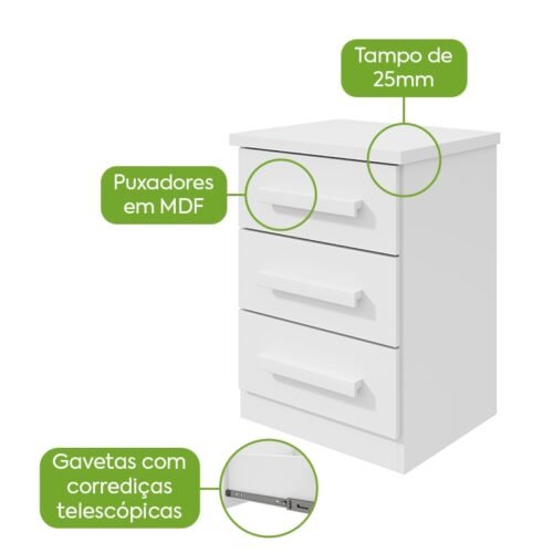 Alternative view of Mesa de Cabeceira Baião Branco - LOPAS