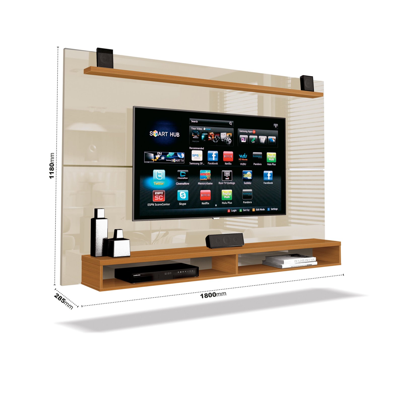 Painel até 65" Maxi Off White/Cedro - EDN MÓVEIS - Imagem 3