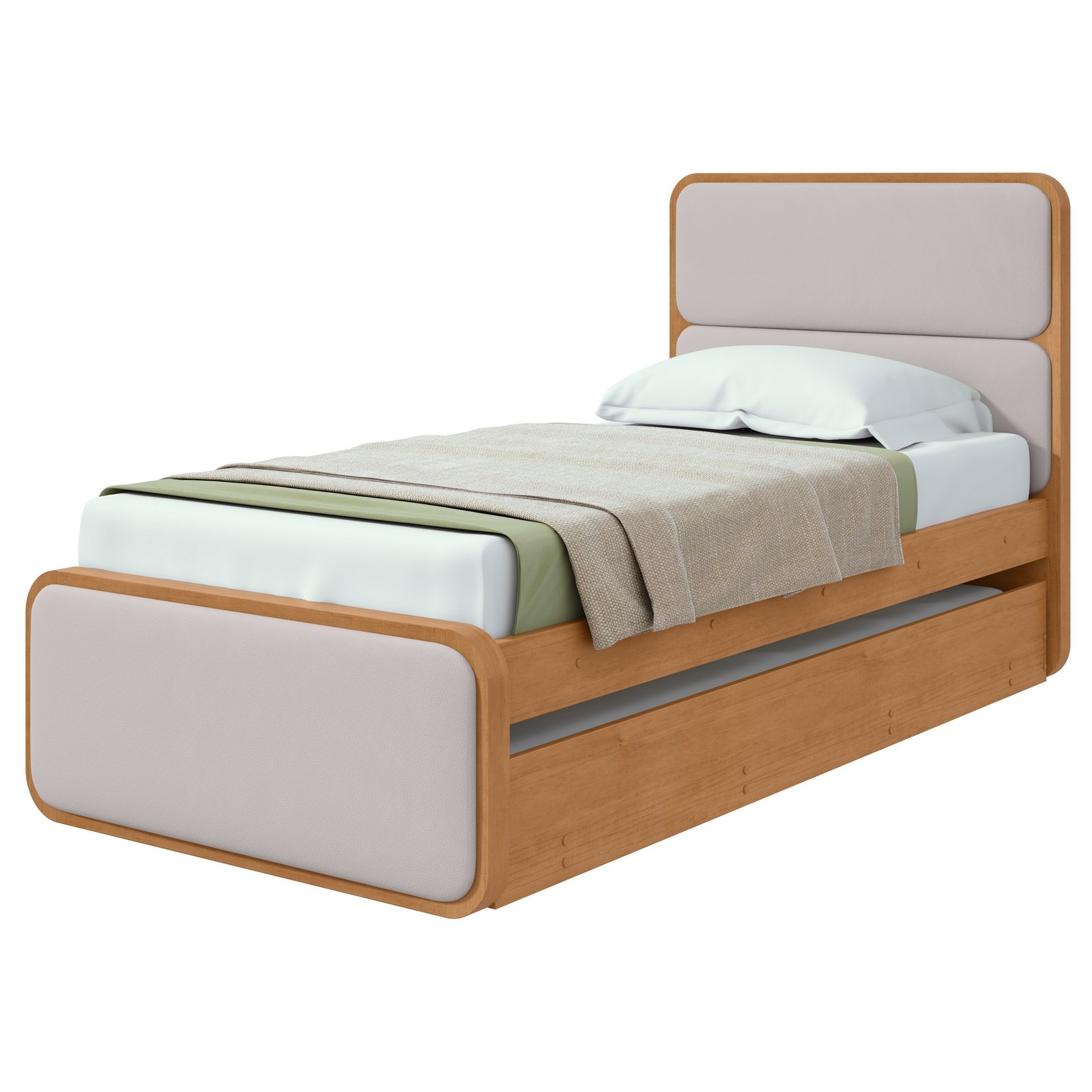Cama Solteiro Loop com Auxiliar Amêndoa Clean - LOPAS - Imagem 4