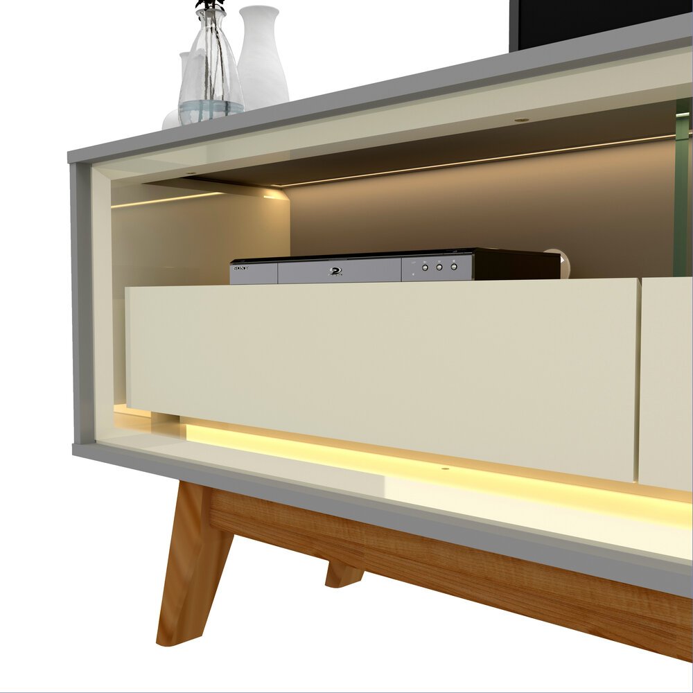 Rack até 75" Requinte 212 Cinza/Off White - GELIUS - Imagem 3