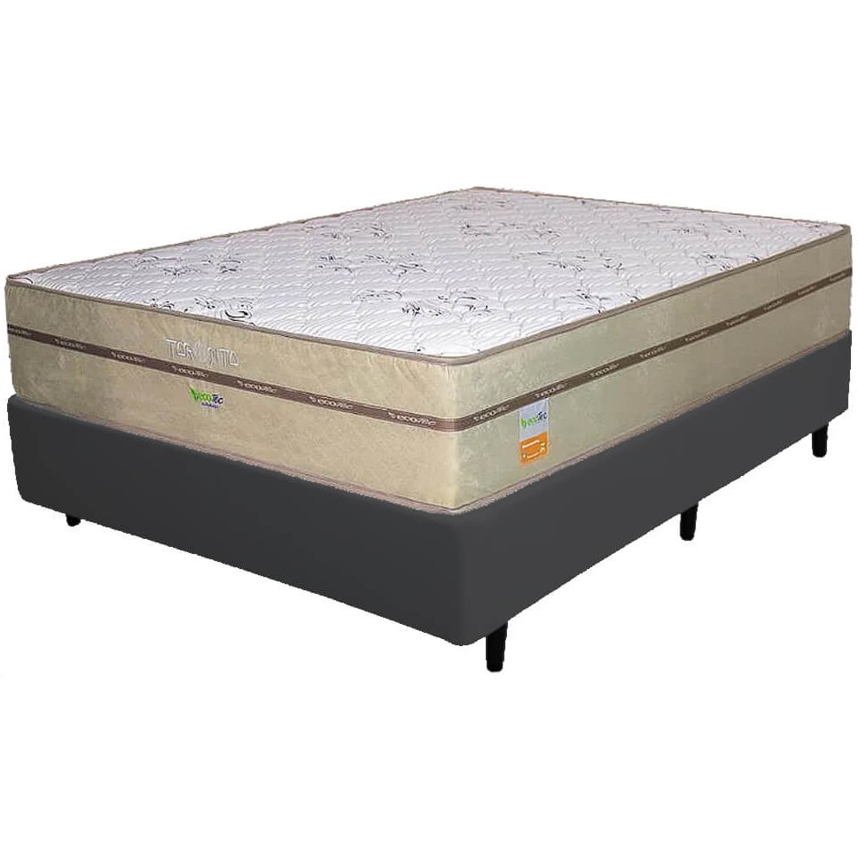 Colchão Casal Toronto 30 cm D28 Molas Ensacadas + Base Simples Corino Preto – ECOTEC + BIOSTAR - Imagem 2