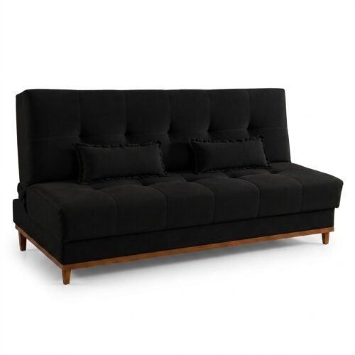 Alternative view of Sofá Cama Catânia 1,88 m Veludo Preto 04 - MDP ESTOFADOS